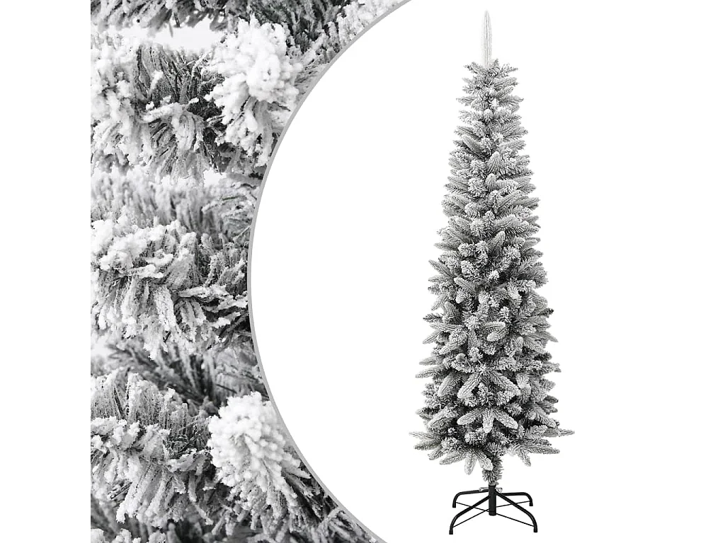 Sapin de Noël artificiel mince avec neige floquée 180 cm PVC/PE