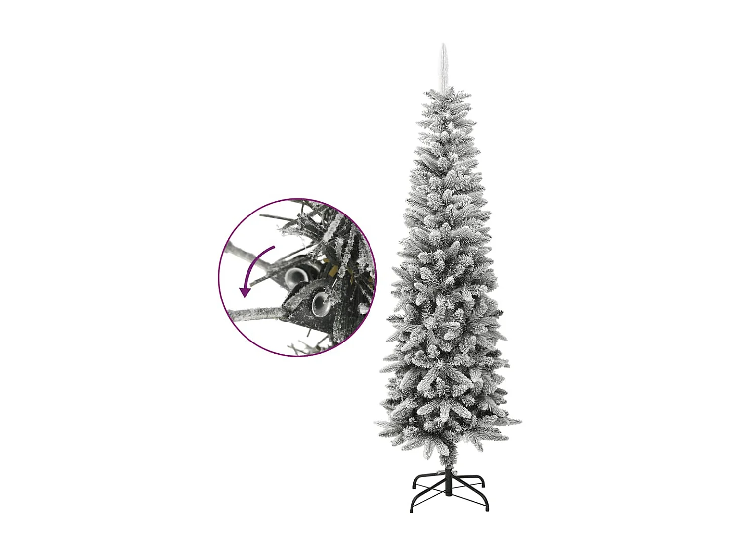 Sapin de Noël artificiel mince avec neige floquée 180 cm PVC/PE