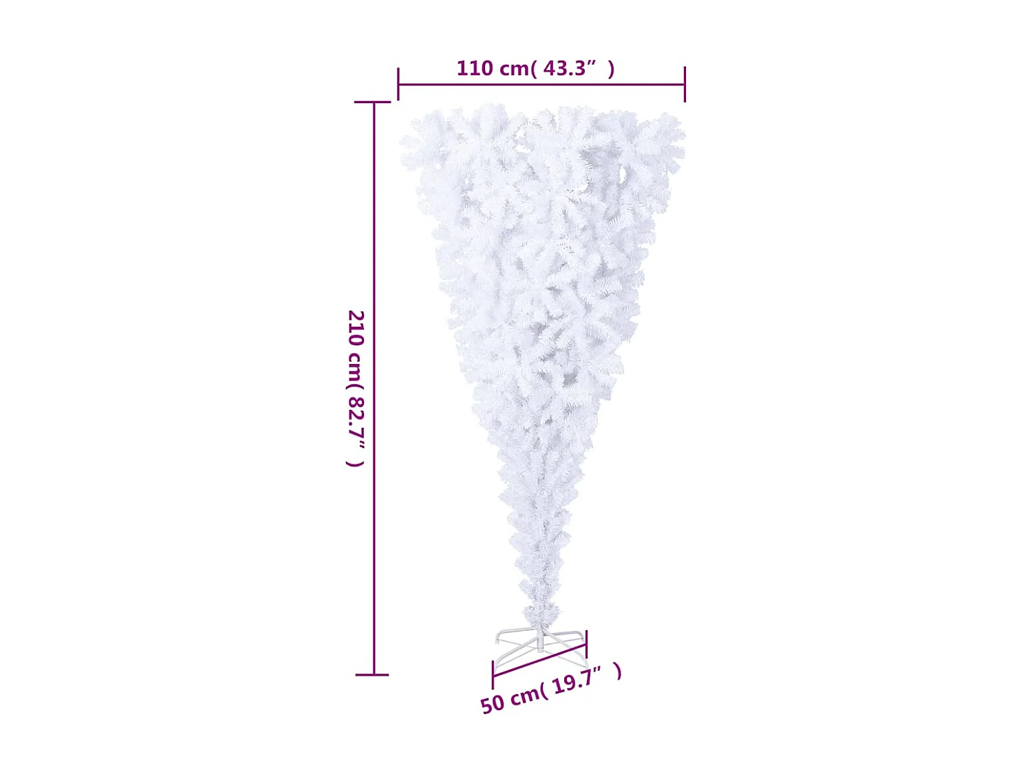Sapin de Noël artificiel renversé avec support Blanc 210 cm