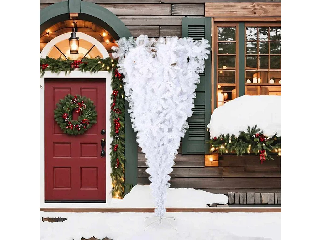 Künstlicher Weihnachtsbaum mit Ständer Umgekehrt Weiß 210 cm