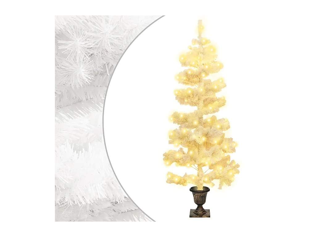 Kunstkerstboom met verlichting en pot 120 cm PVC wit