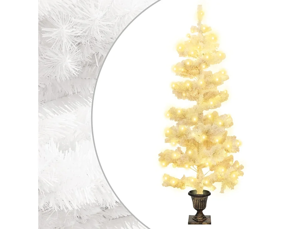 Arbre de Noël hélicoïdal pré-éclairé avec pot blanc 120 cm PVC