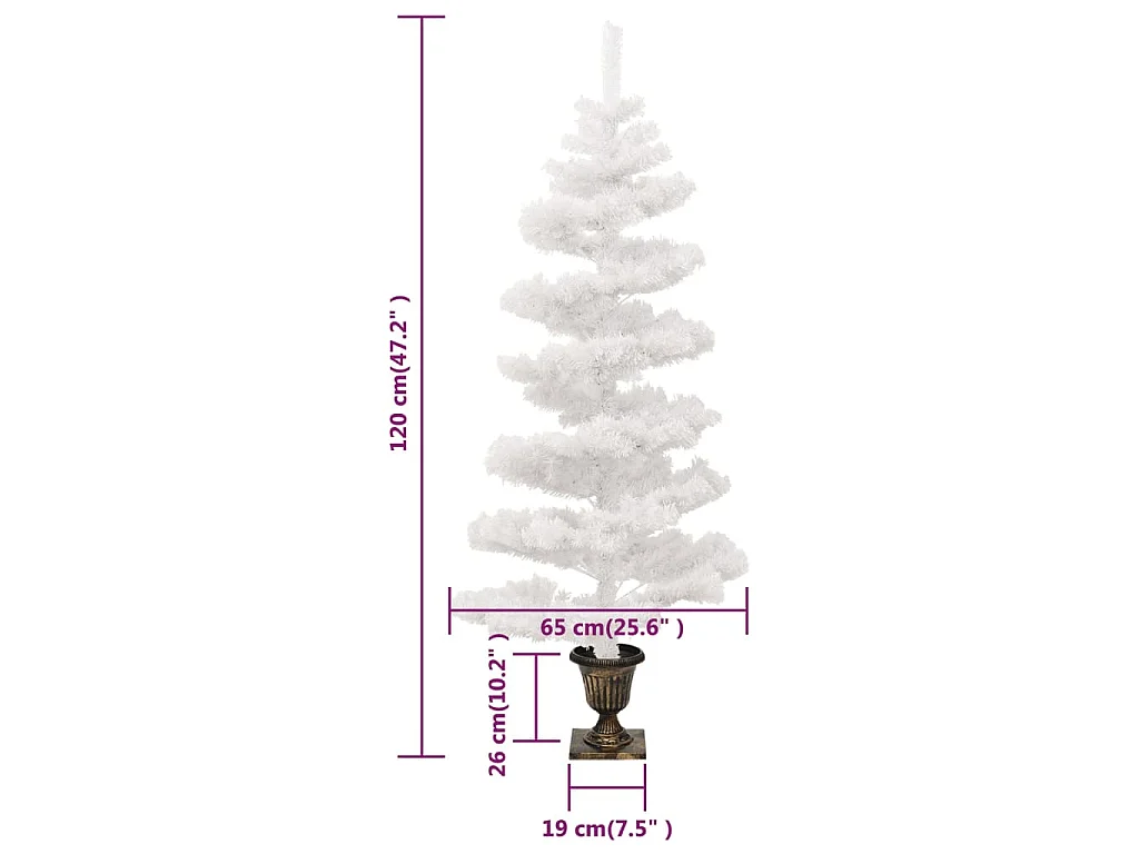 Árvore de Natal rotativa pré-iluminada + vaso PVC 120 cm branco