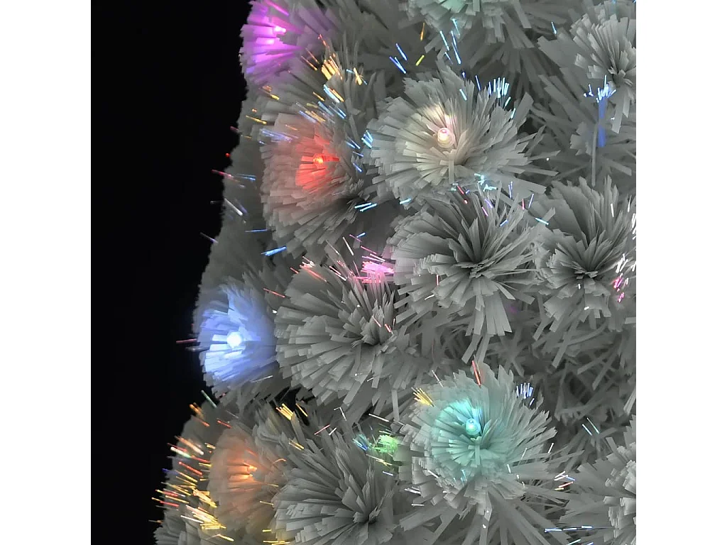 Árbol de Navidad artificial con luces fibra óptica blanco 210cm