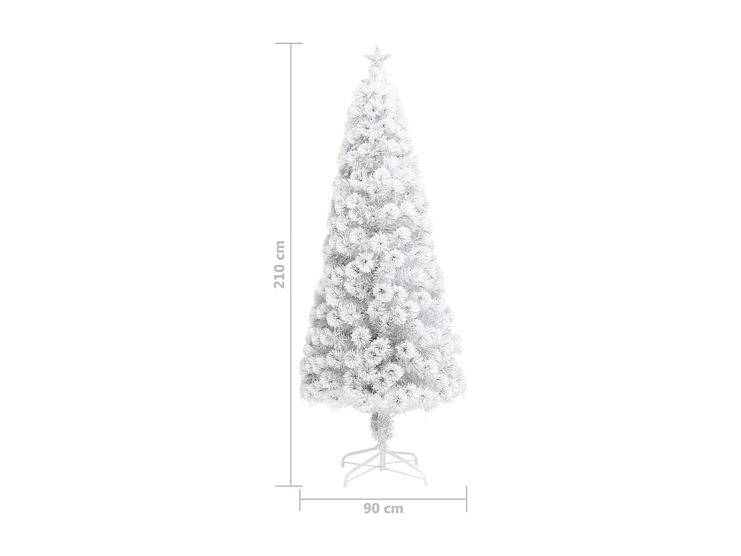 Arbre de Noël artificiel pré-éclairé blanc 210 cm fibre optique