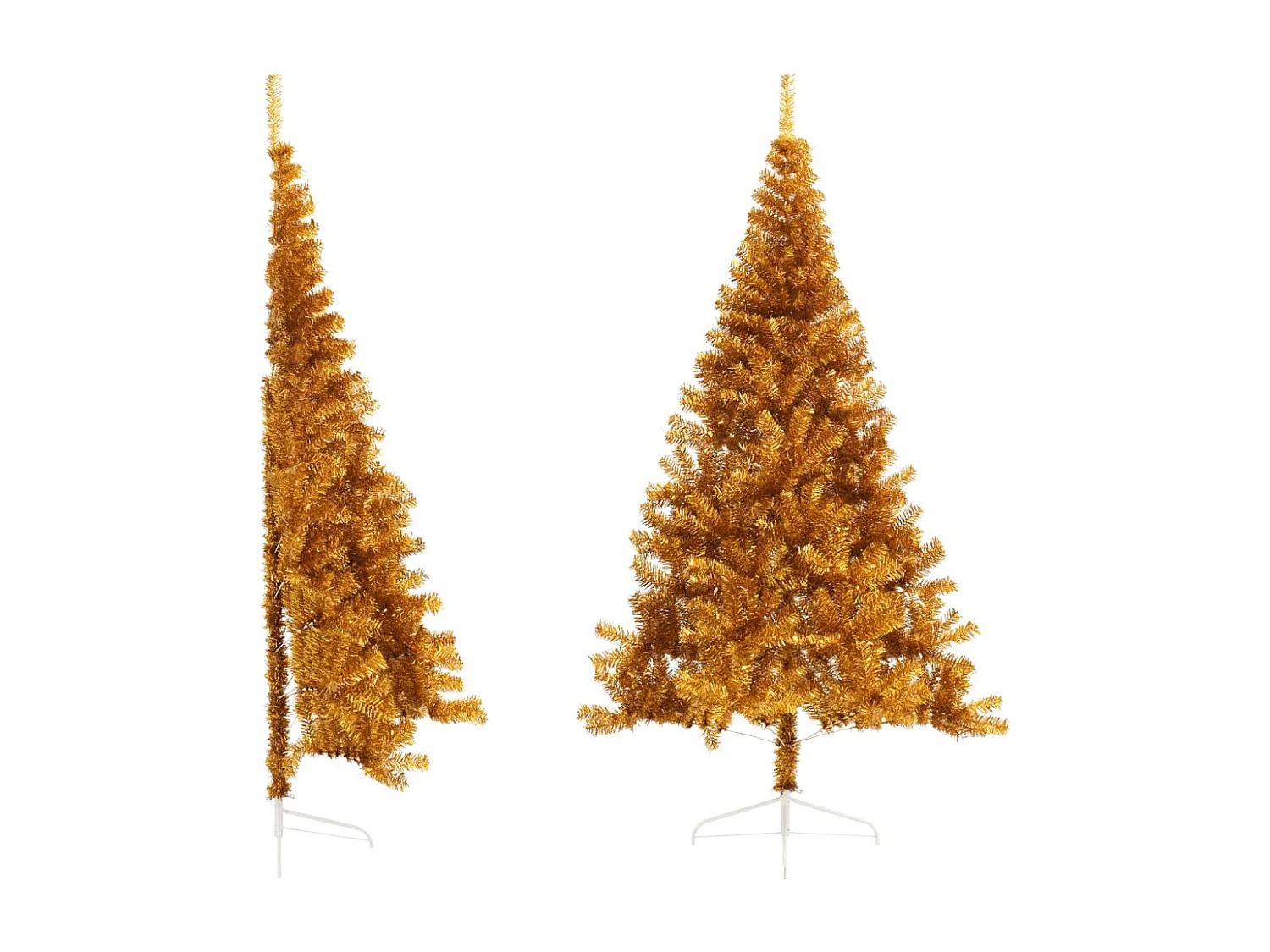 Demi sapin de Noël artificiel avec support doré 210 cm PET