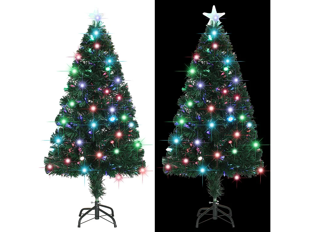 Weihnachtsbaum mit Beleuchtung und Ständer 120 cm Glasfaser