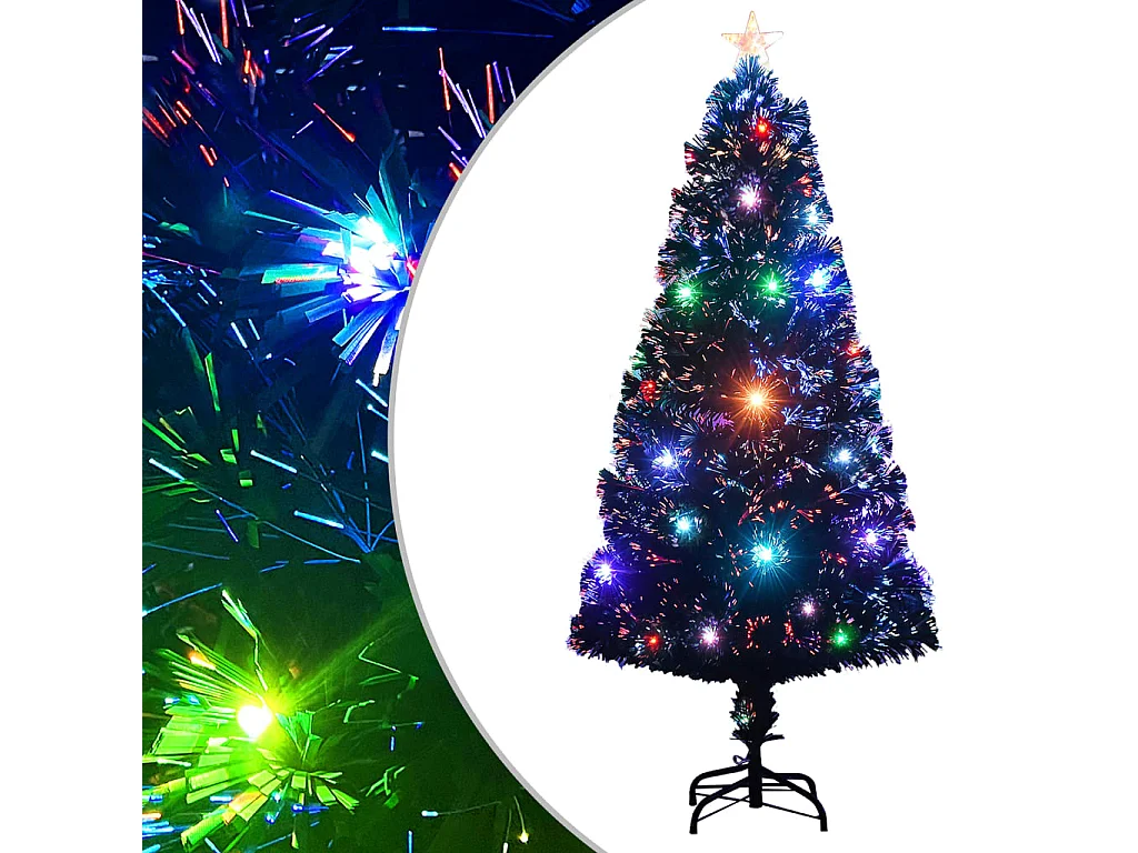 Albero di Natale Preilluminato con Supporto e LED 120 cm Fibra Ottica