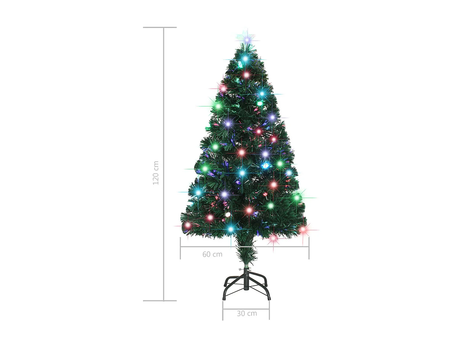 Albero di Natale Preilluminato con Supporto e LED 120 cm Fibra Ottica