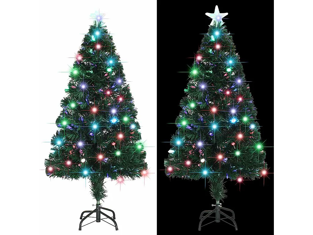 Albero di Natale Preilluminato con Supporto e LED 120 cm Fibra Ottica