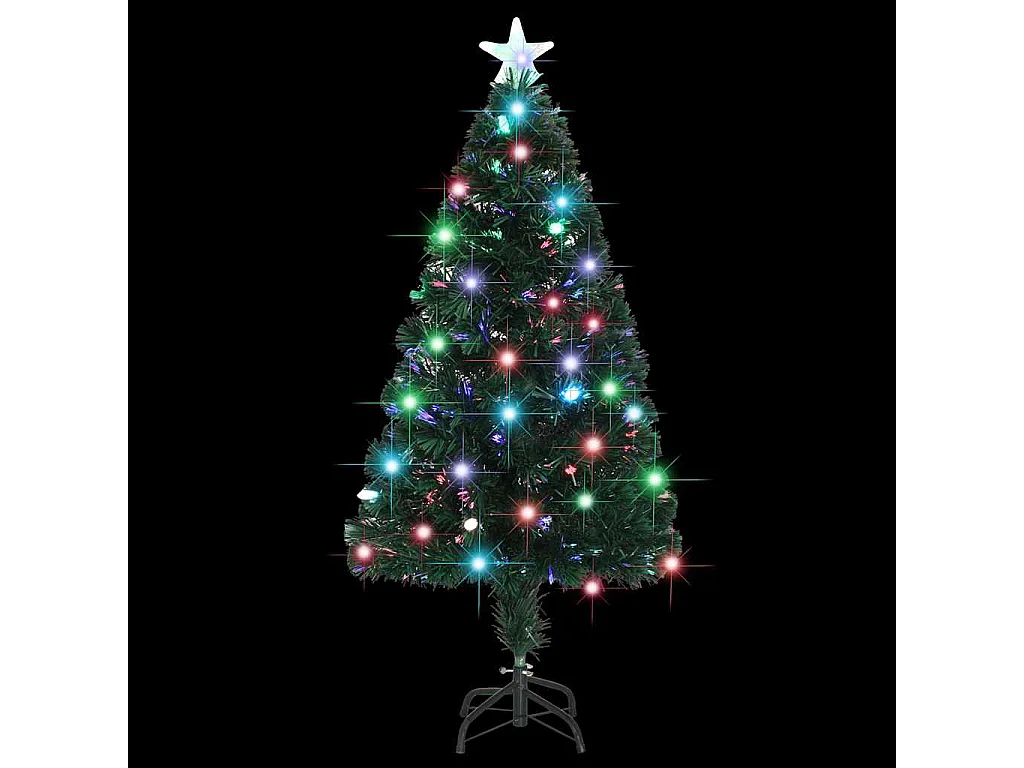 Albero di Natale Preilluminato con Supporto e LED 120 cm Fibra Ottica