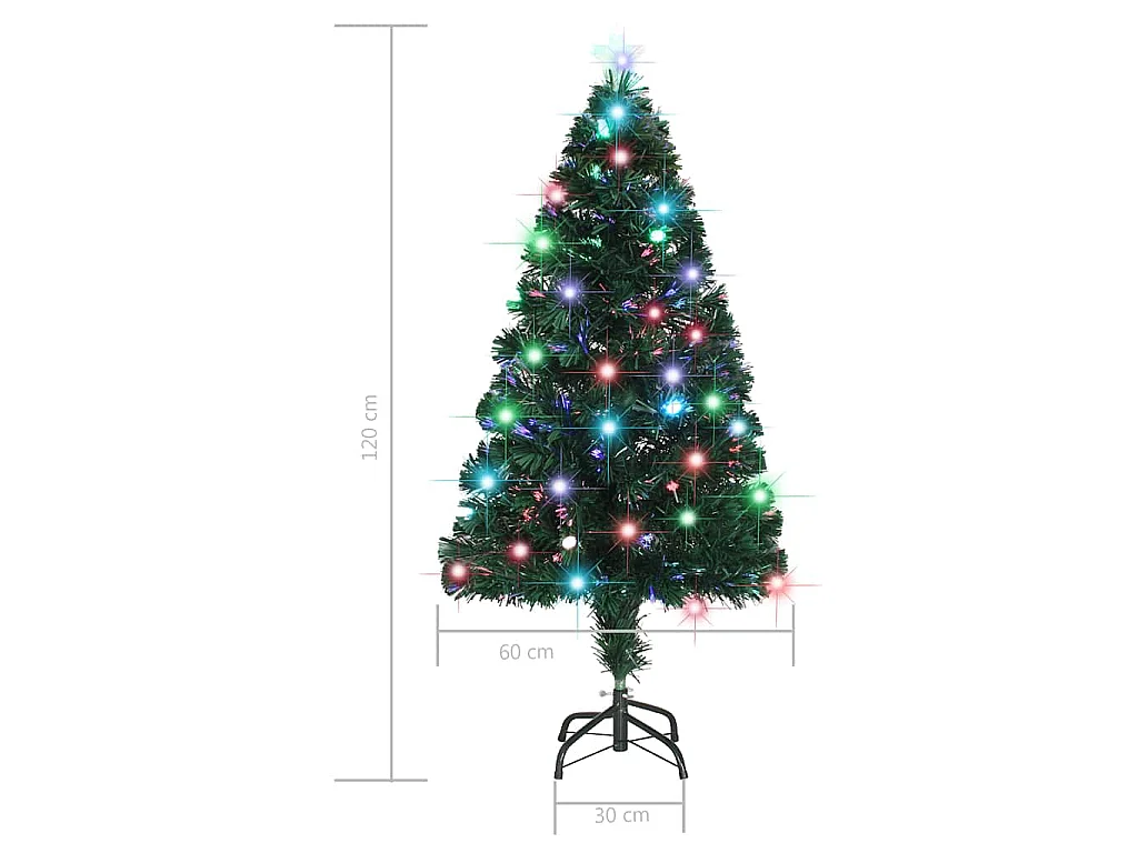 Albero di Natale Preilluminato con Supporto e LED 120 cm Fibra Ottica
