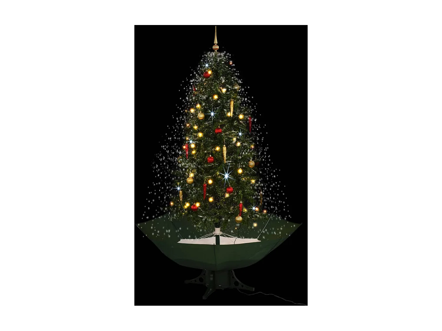 Kerstboom sneeuwend met paraplubasis 190 cm groen