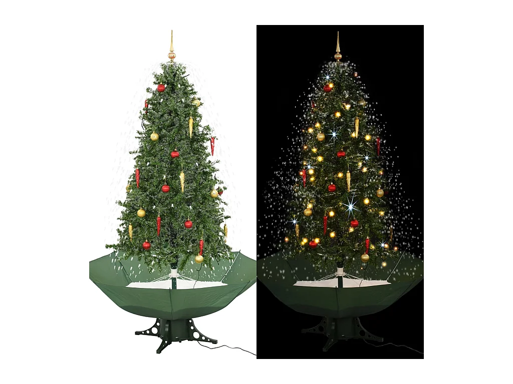 Arbre de Noël neigeux avec base de parapluie Vert 190 cm