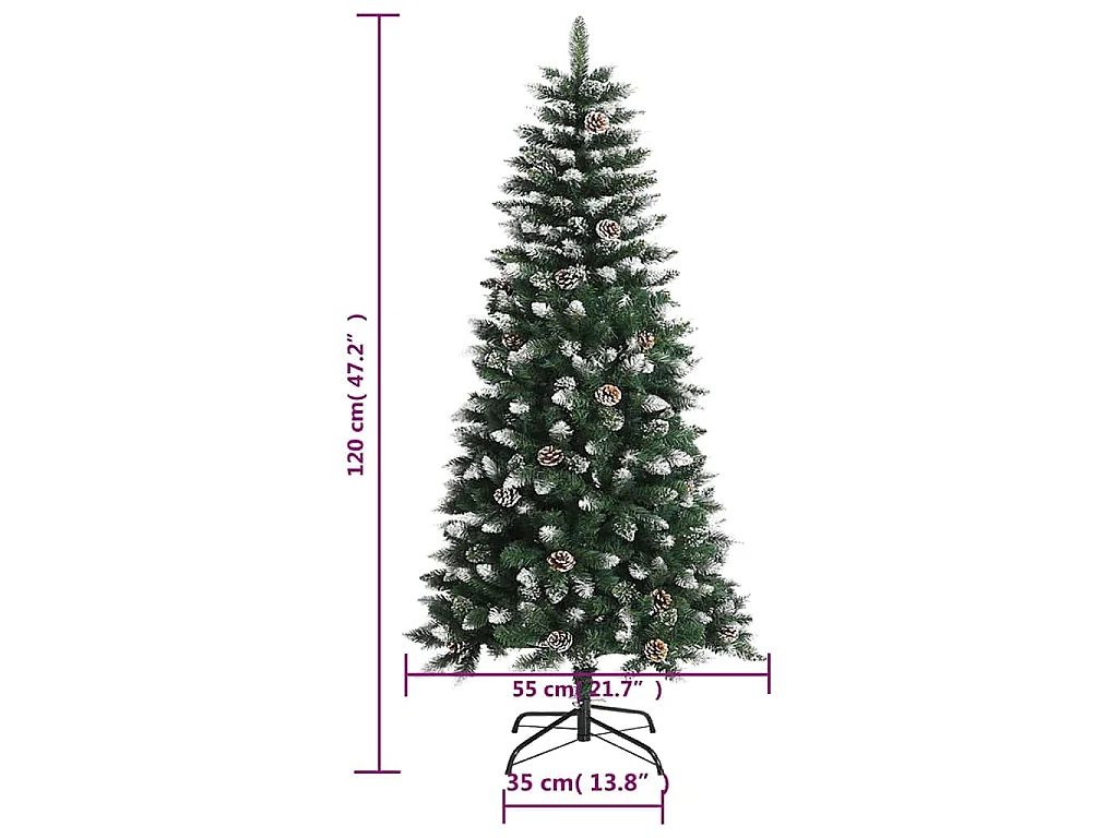 Kunstkerstboom met standaard 120 cm PVC groen