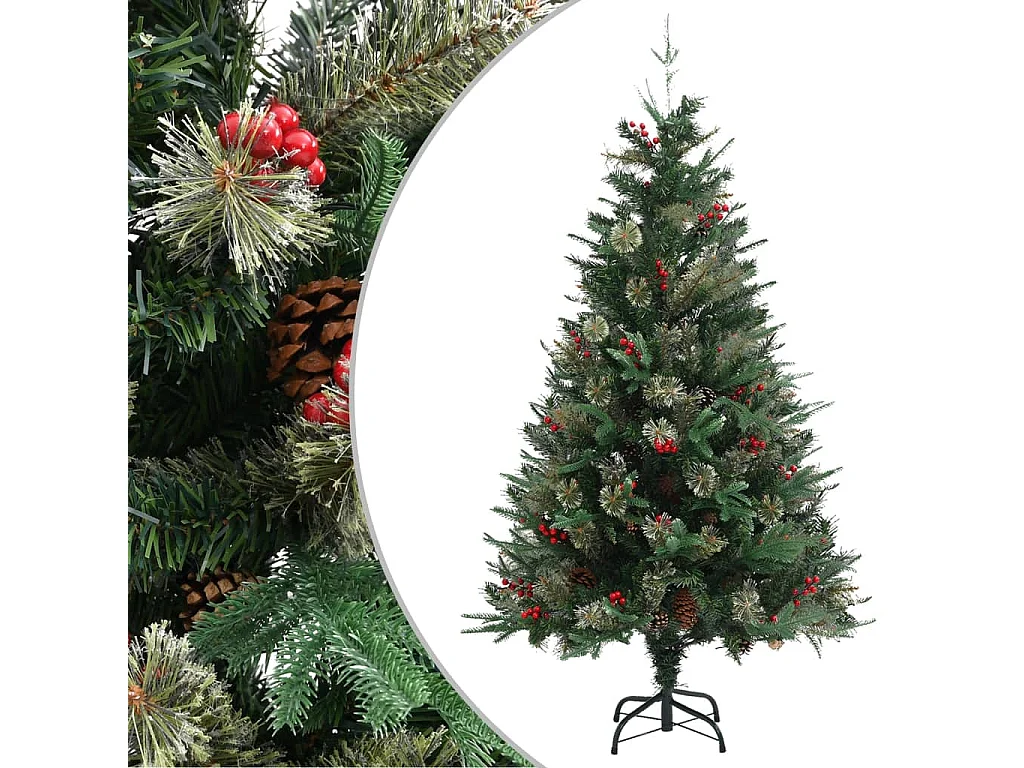 Sapin de Noël avec pommes de pin Vert 150 cm PVC et PE