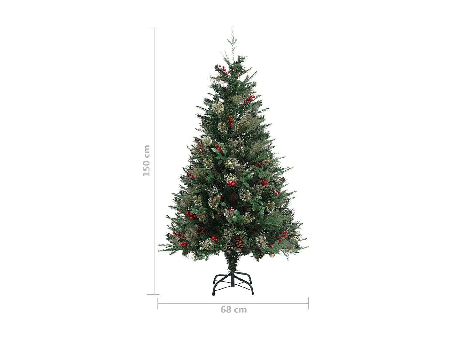 Sapin de Noël avec pommes de pin Vert 150 cm PVC et PE