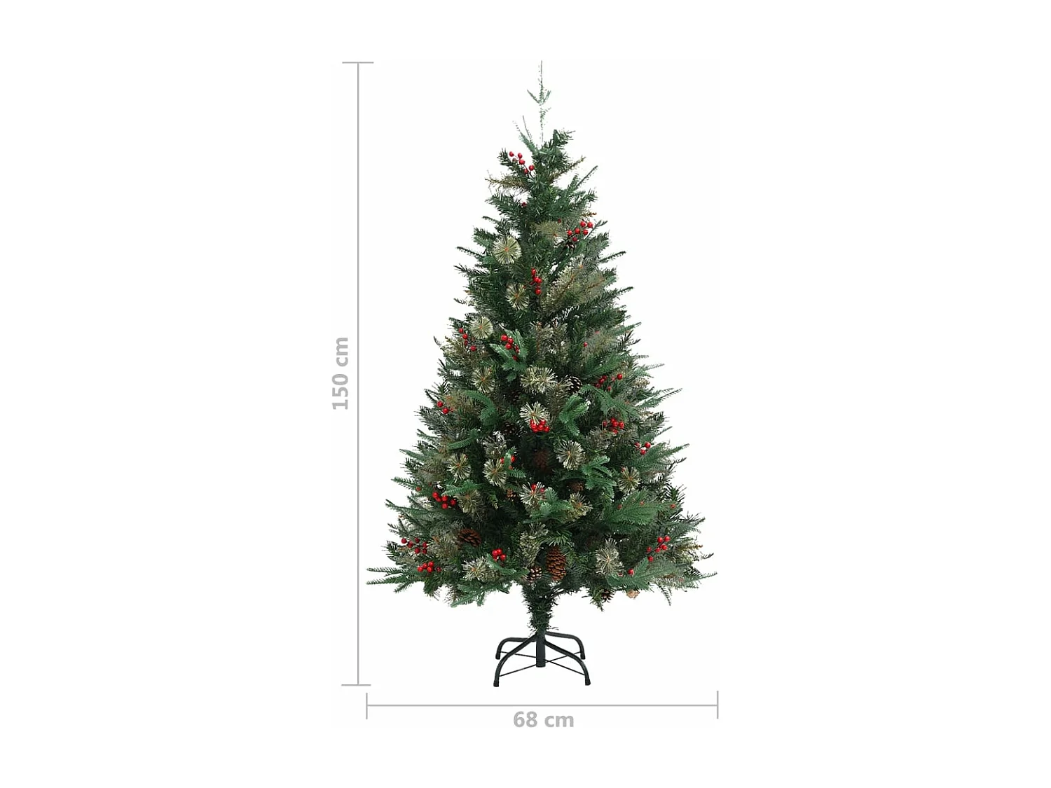 Sapin de Noël avec pommes de pin Vert 150 cm PVC et PE