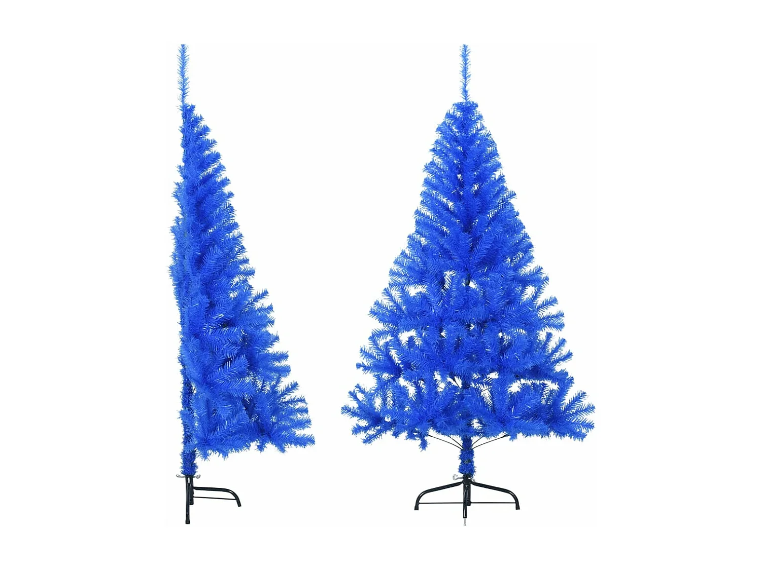 Meia árvore de Natal artificial com suporte 120 cm PVC azul