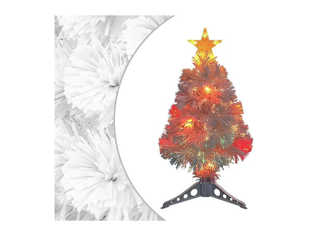 Arbre de Noël artificiel pré-éclairé blanc 64 cm fibre optique