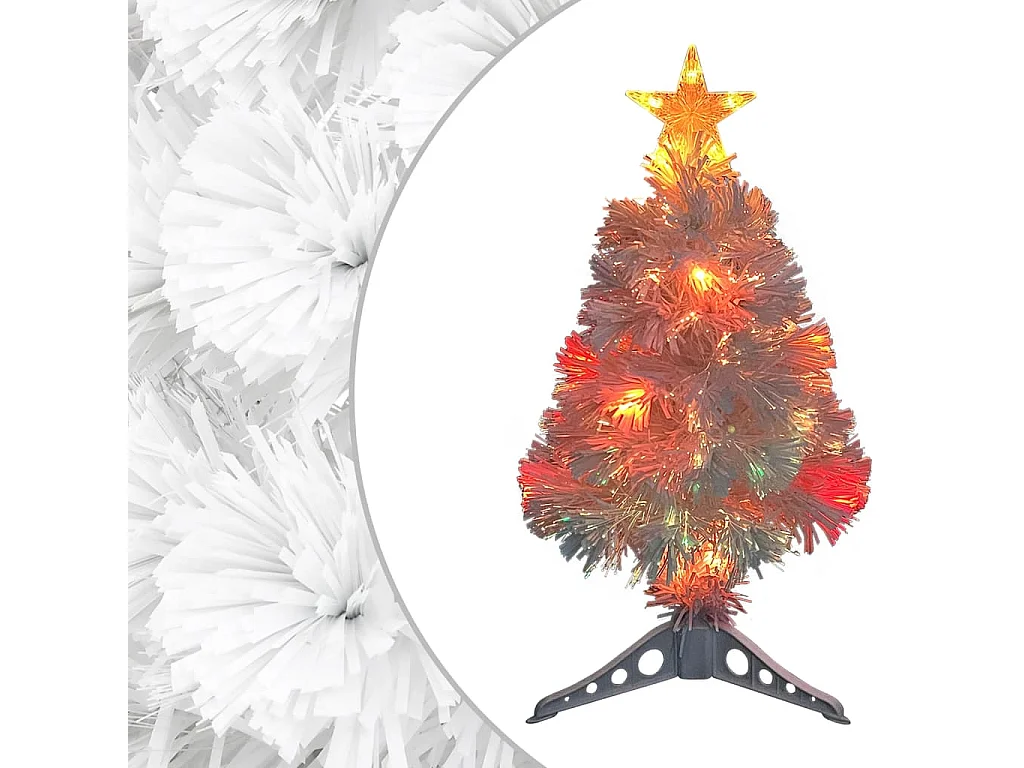 Arbre de Noël artificiel pré-éclairé blanc 64 cm fibre optique
