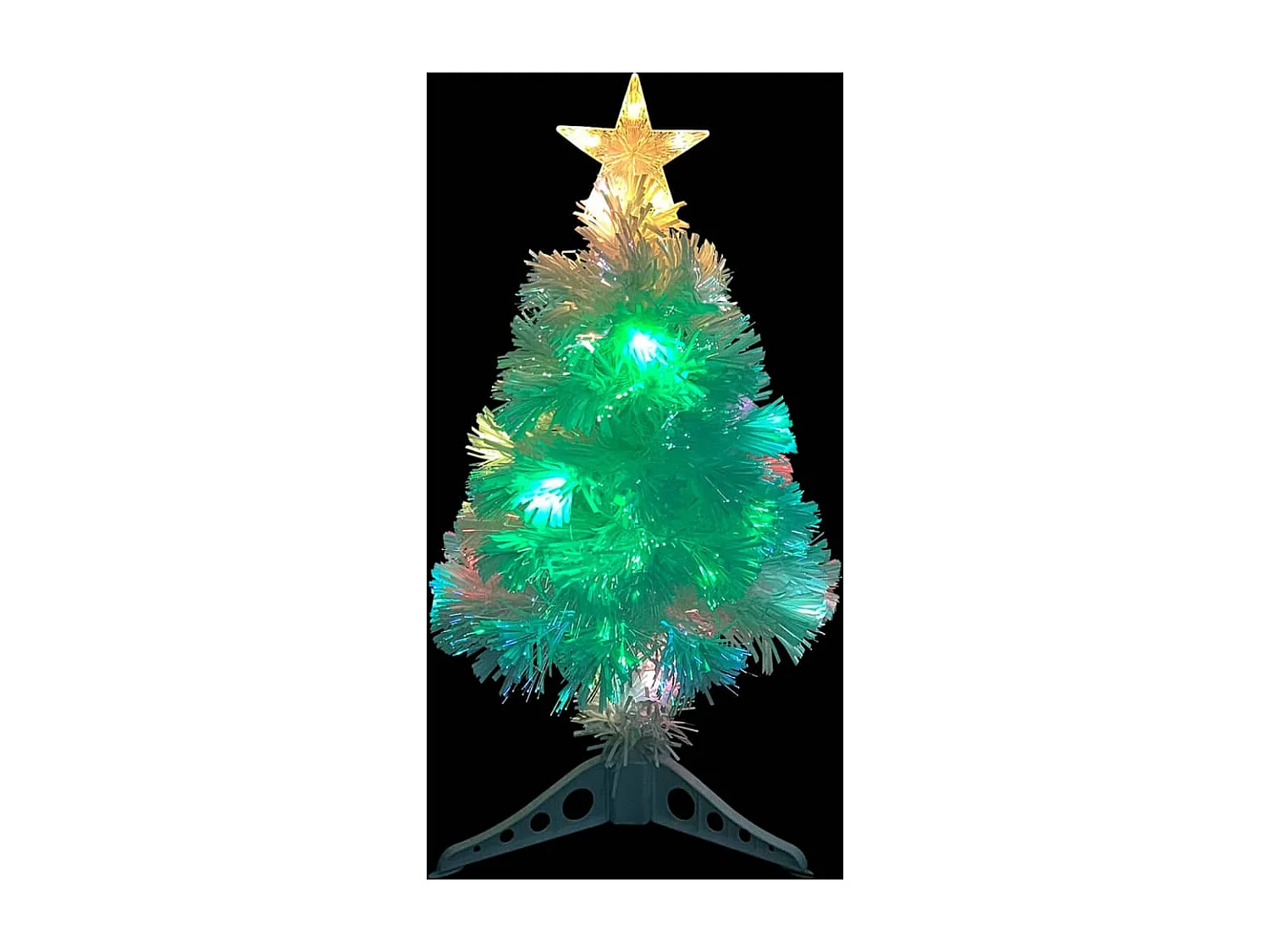 Arbre de Noël artificiel pré-éclairé blanc 64 cm fibre optique