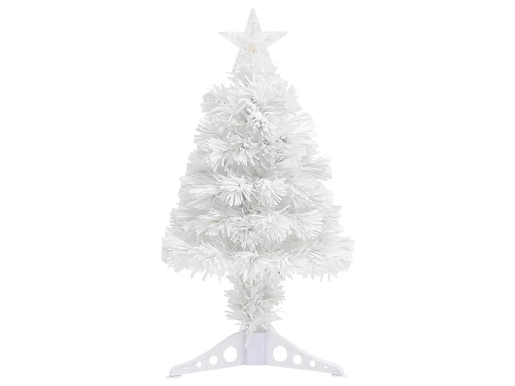 Arbre de Noël artificiel pré-éclairé blanc 64 cm fibre optique