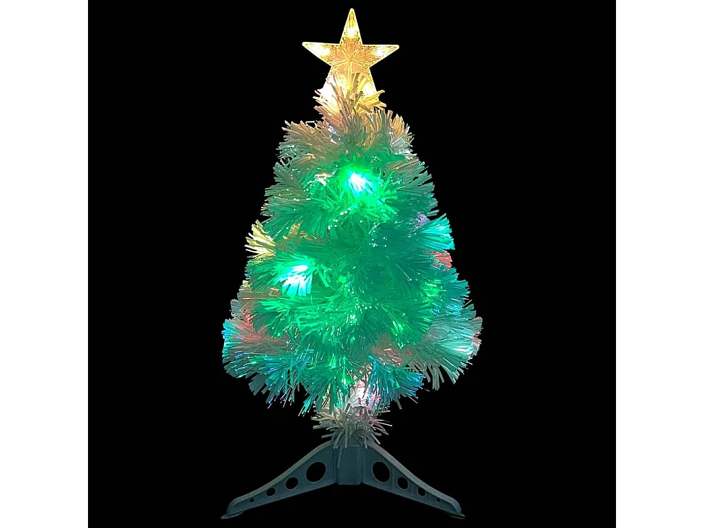 Arbre de Noël artificiel pré-éclairé blanc 64 cm fibre optique