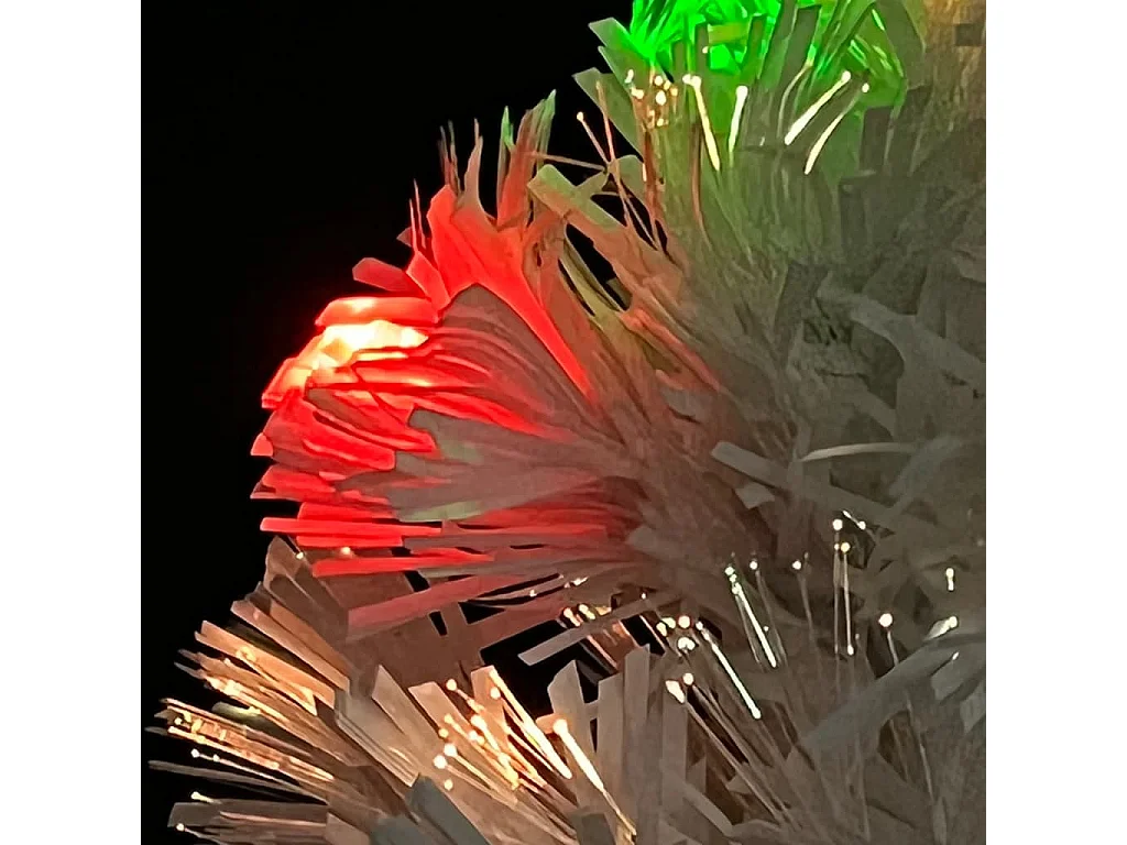 Arbre de Noël artificiel pré-éclairé blanc 64 cm fibre optique