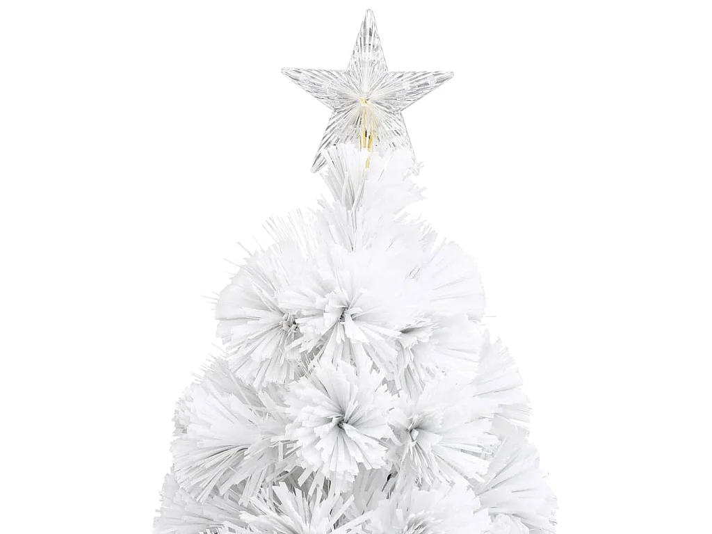 Arbre de Noël artificiel pré-éclairé blanc 64 cm fibre optique