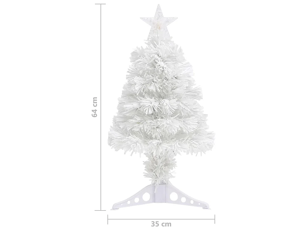 Arbre de Noël artificiel pré-éclairé blanc 64 cm fibre optique