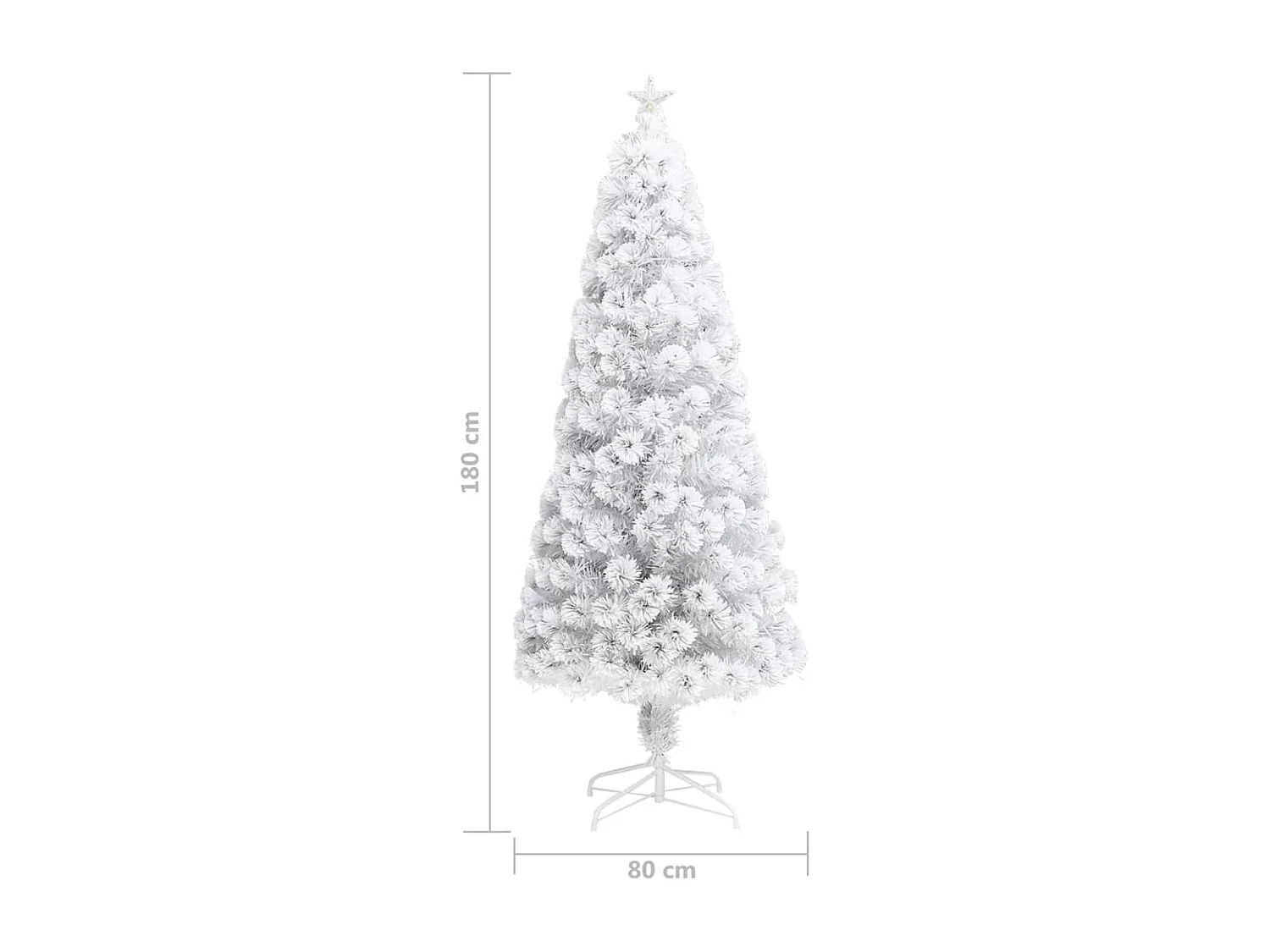 Arbre de Noël artificiel pré-éclairé blanc 180 cm fibre optique