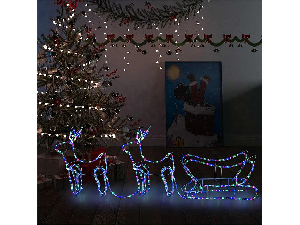 Décoration de Noël d'extérieur Renne et traîneau 576 LED