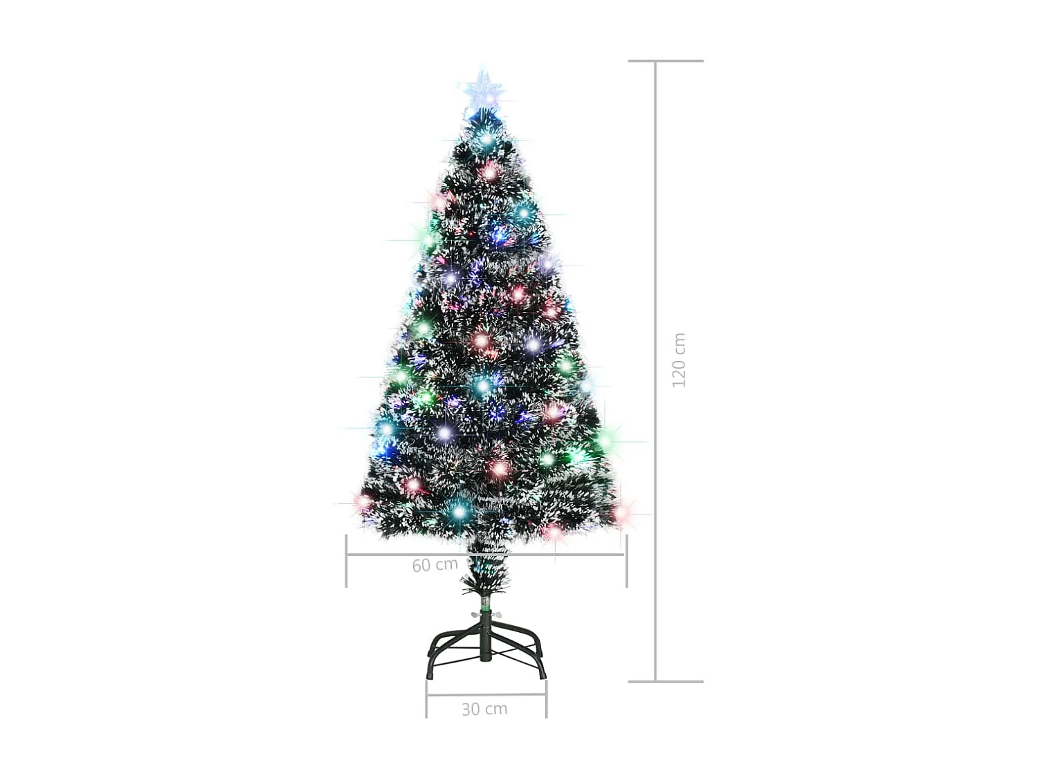 Weihnachtsbaum mit Beleuchtung und Ständer 120 cm Glasfaser