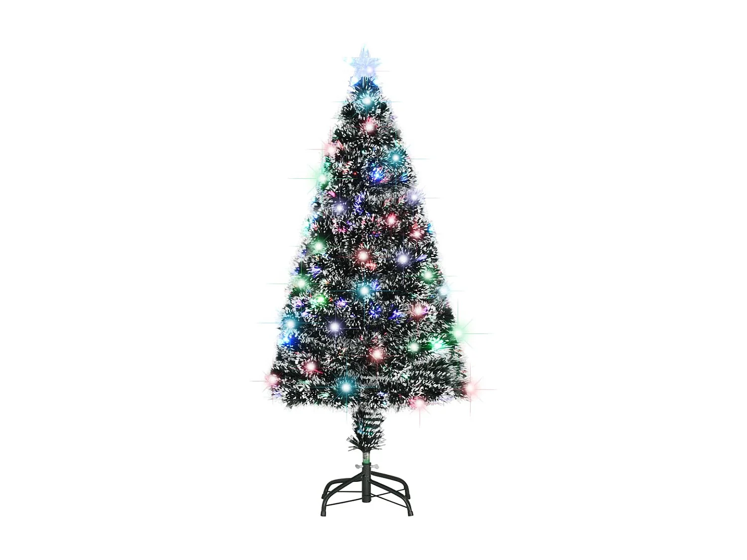 Albero di Natale Preilluminato con Supporto e LED 120 cm Fibra Ottica
