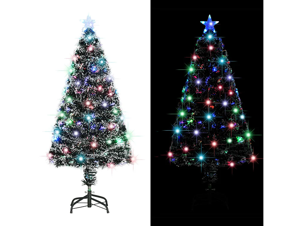Albero di Natale Preilluminato con Supporto e LED 120 cm Fibra Ottica