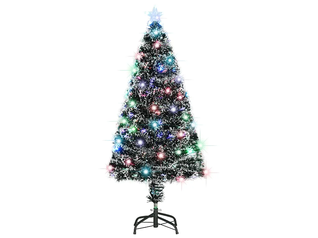 Voorverlichte kerstboom met standaard en LED 120 cm glasvezel