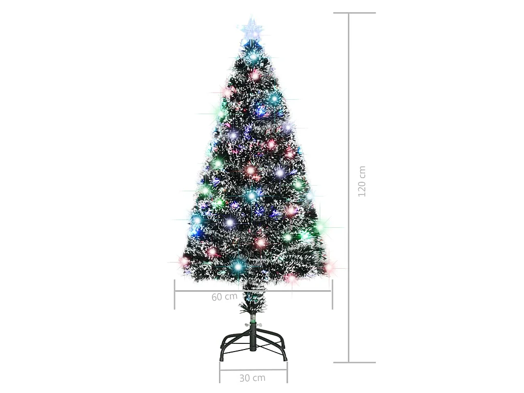 Voorverlichte kerstboom met standaard en LED 120 cm glasvezel
