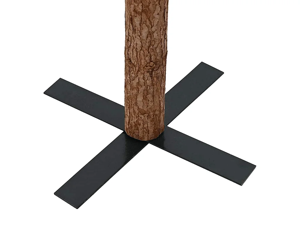 Kerstboom met echt hout en dennenappels smal 150 cm PVC groen