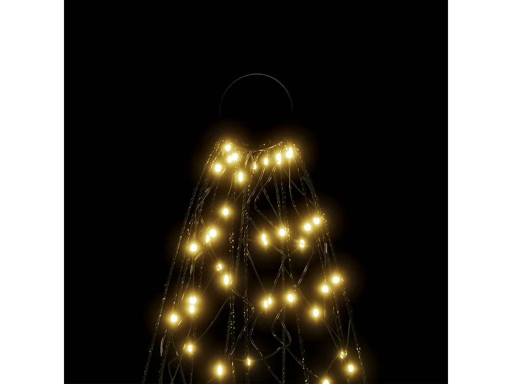 Sapin de Noël sur mât de drapeau 200 LED Blanc chaud 180 cm