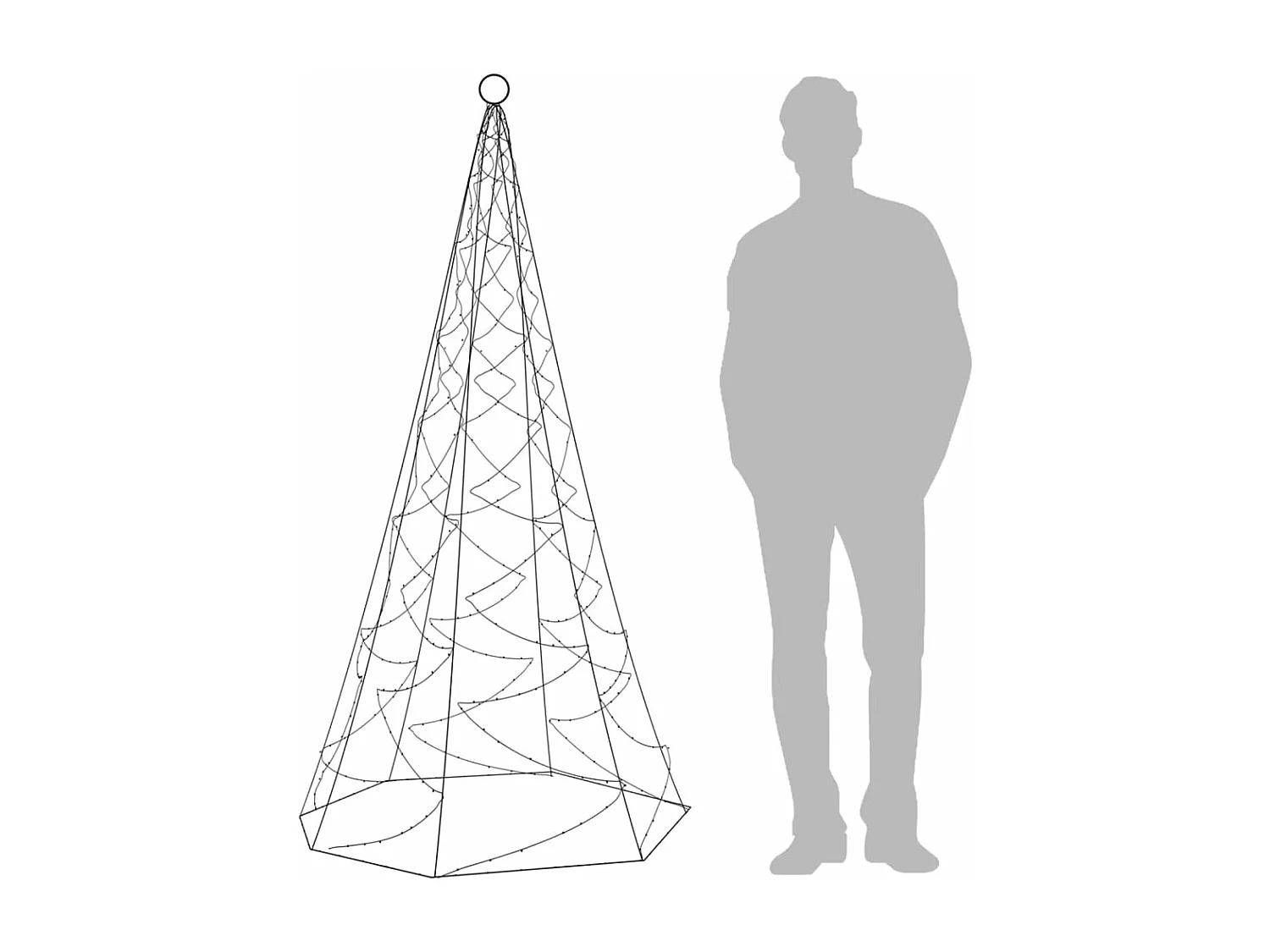 Sapin de Noël sur mât de drapeau 200 LED Blanc chaud 180 cm