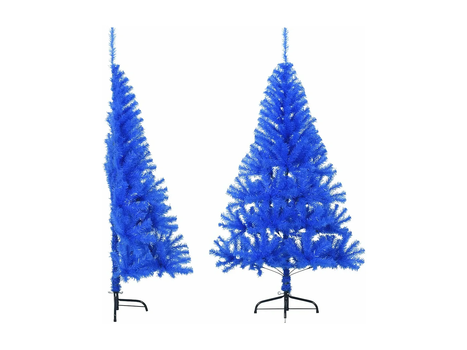 Meia árvore de Natal artificial com suporte 150 cm PVC azul