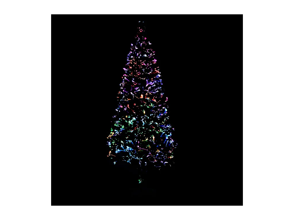 Árbol de Navidad artificial y soporte fibra óptica verde 210 cm