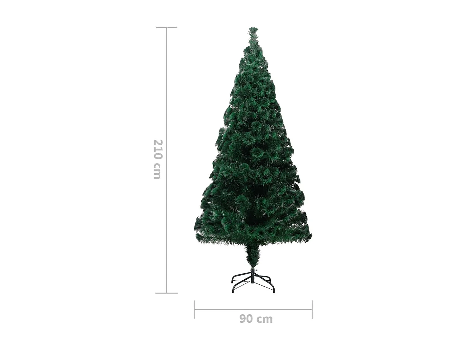 Sapin de Noël artificiel avec support vert 210 cm fibre optique