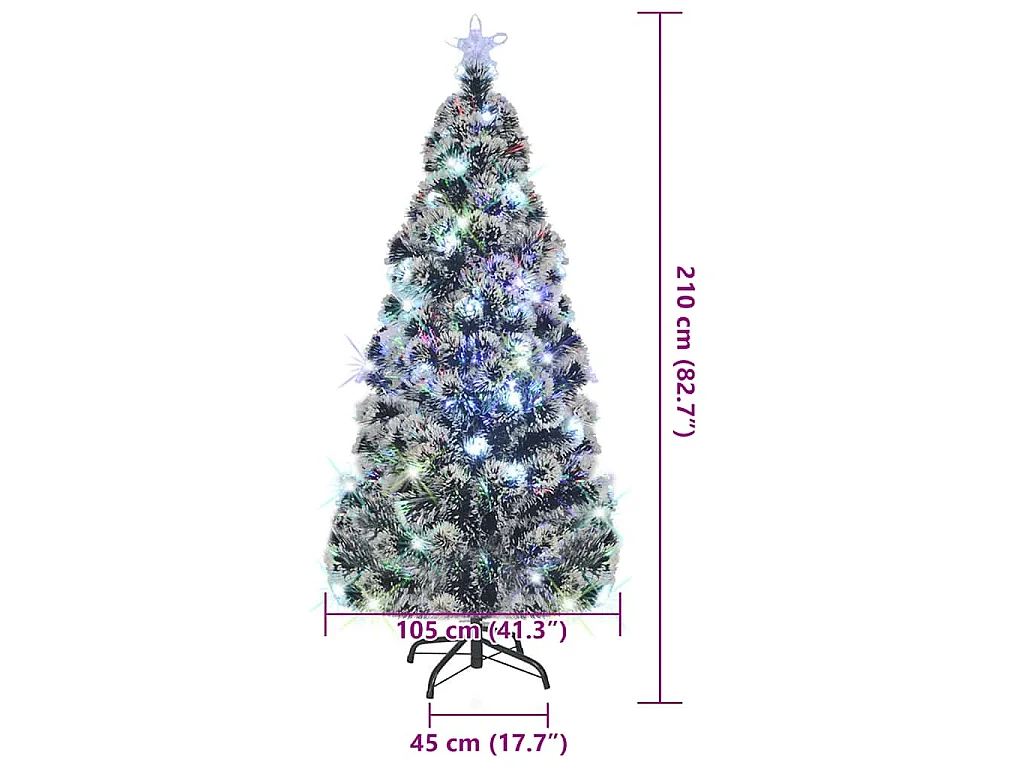 Árvore de Natal pré-iluminada c/ suporte e LED 210 cm fibra ótica