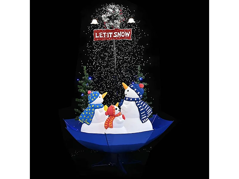 Kerstboom sneeuwend met paraplubasis 170 cm PVC blauw