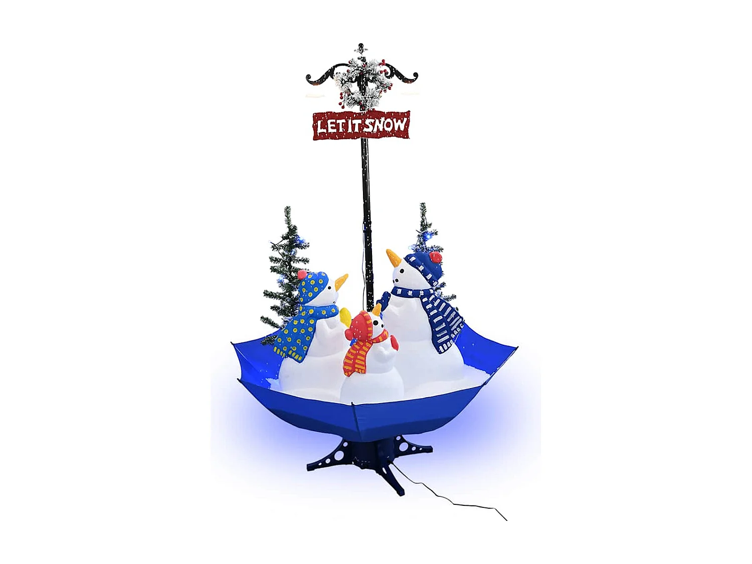 Arbre de Noël neigeux avec base de parapluie Bleu 170 cm PVC