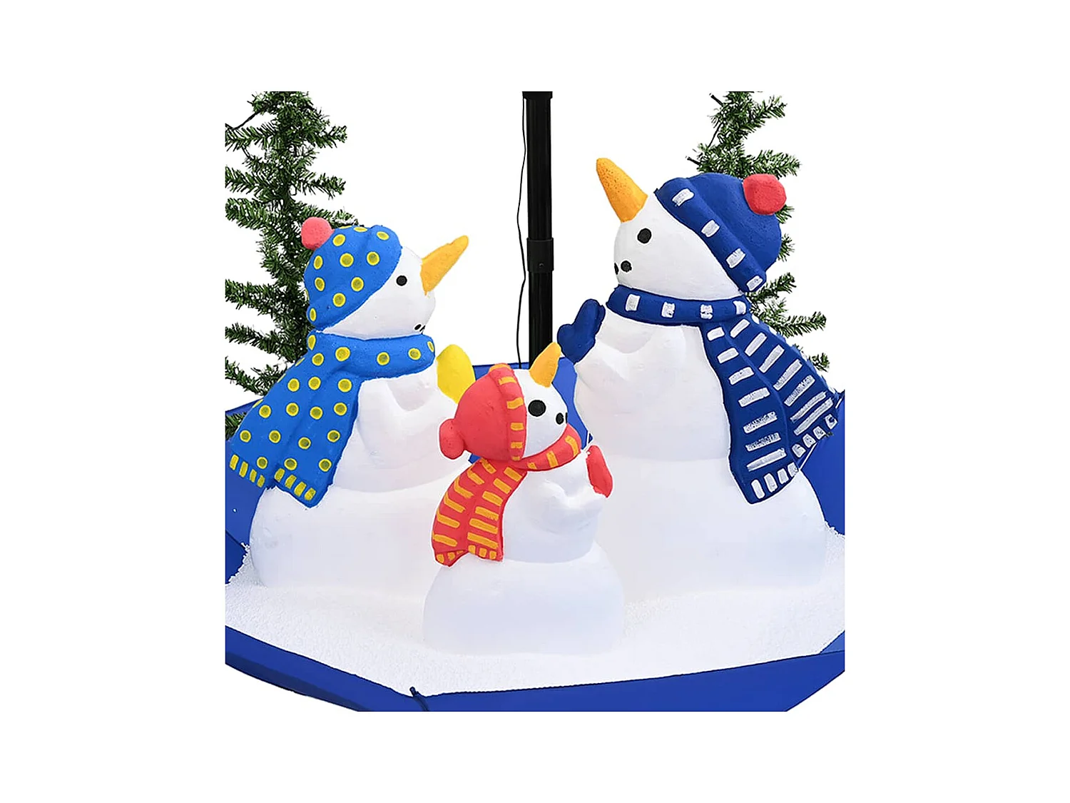Arbre de Noël neigeux avec base de parapluie Bleu 170 cm PVC