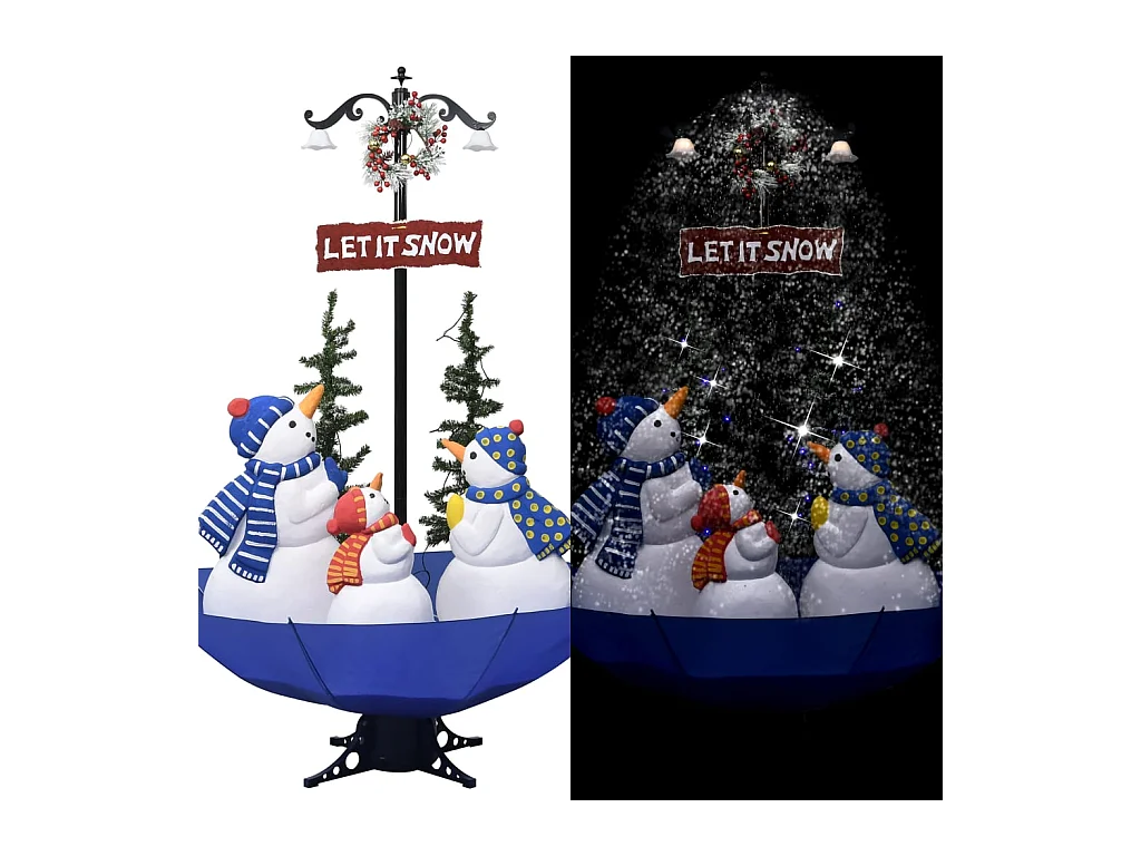 Arbre de Noël neigeux avec base de parapluie Bleu 170 cm PVC