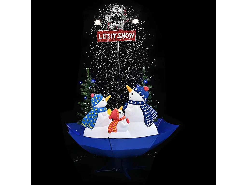 Weihnachtsbaum mit Schnee und Schirm-Fuß Blau 170 cm PVC